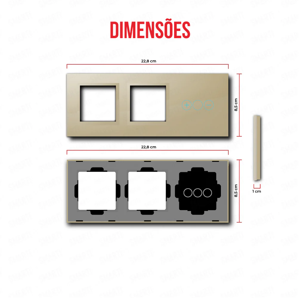 Smartify vPRO Espelho Triplo (Moldura + Moldura + Dimmer) Dourado - SYPE300001DDR - Image 3