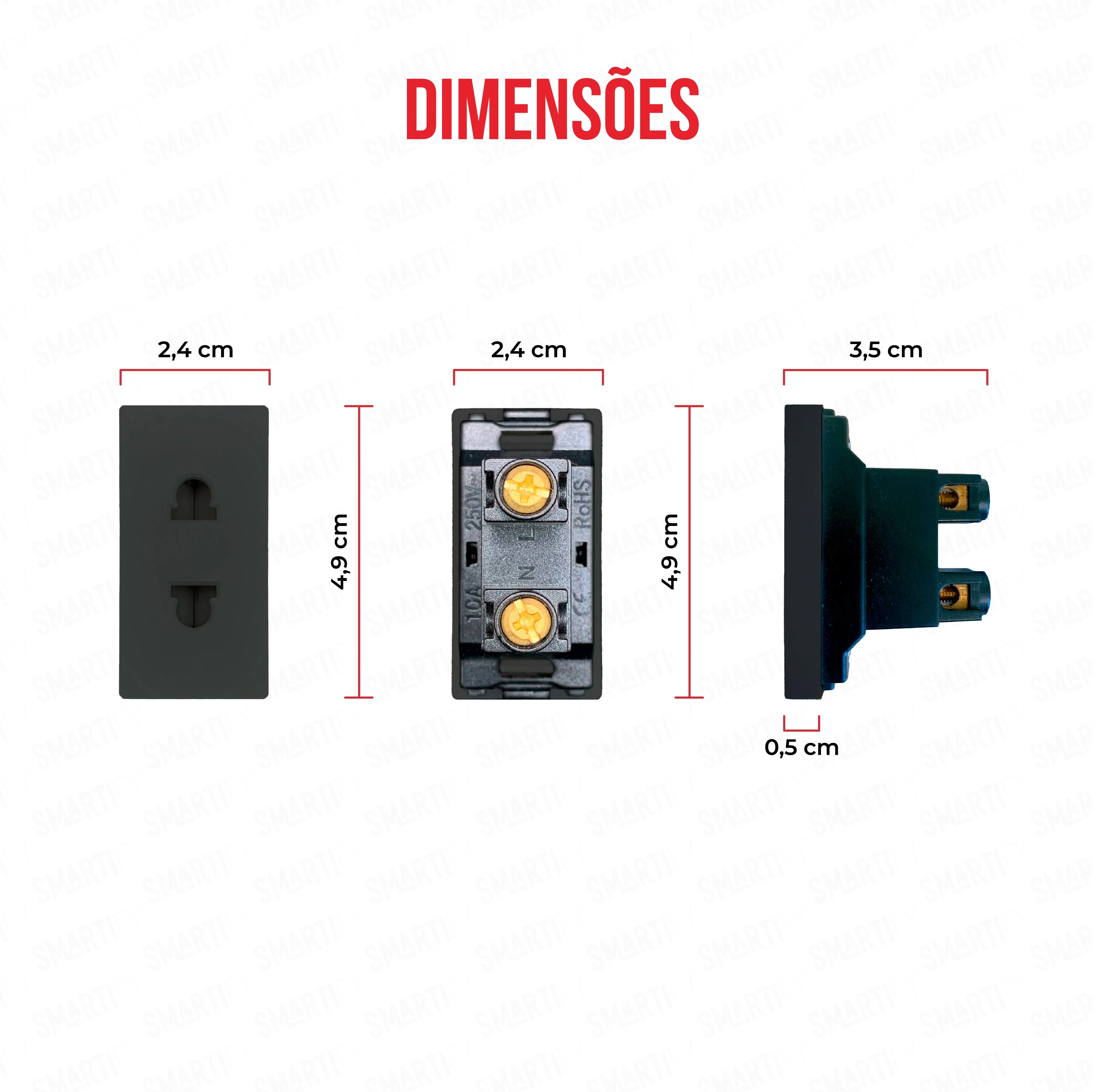 Smartify vPRO Meio Módulo Ficha 2 Pin Preto - SYP0M2PINPR - Image 3
