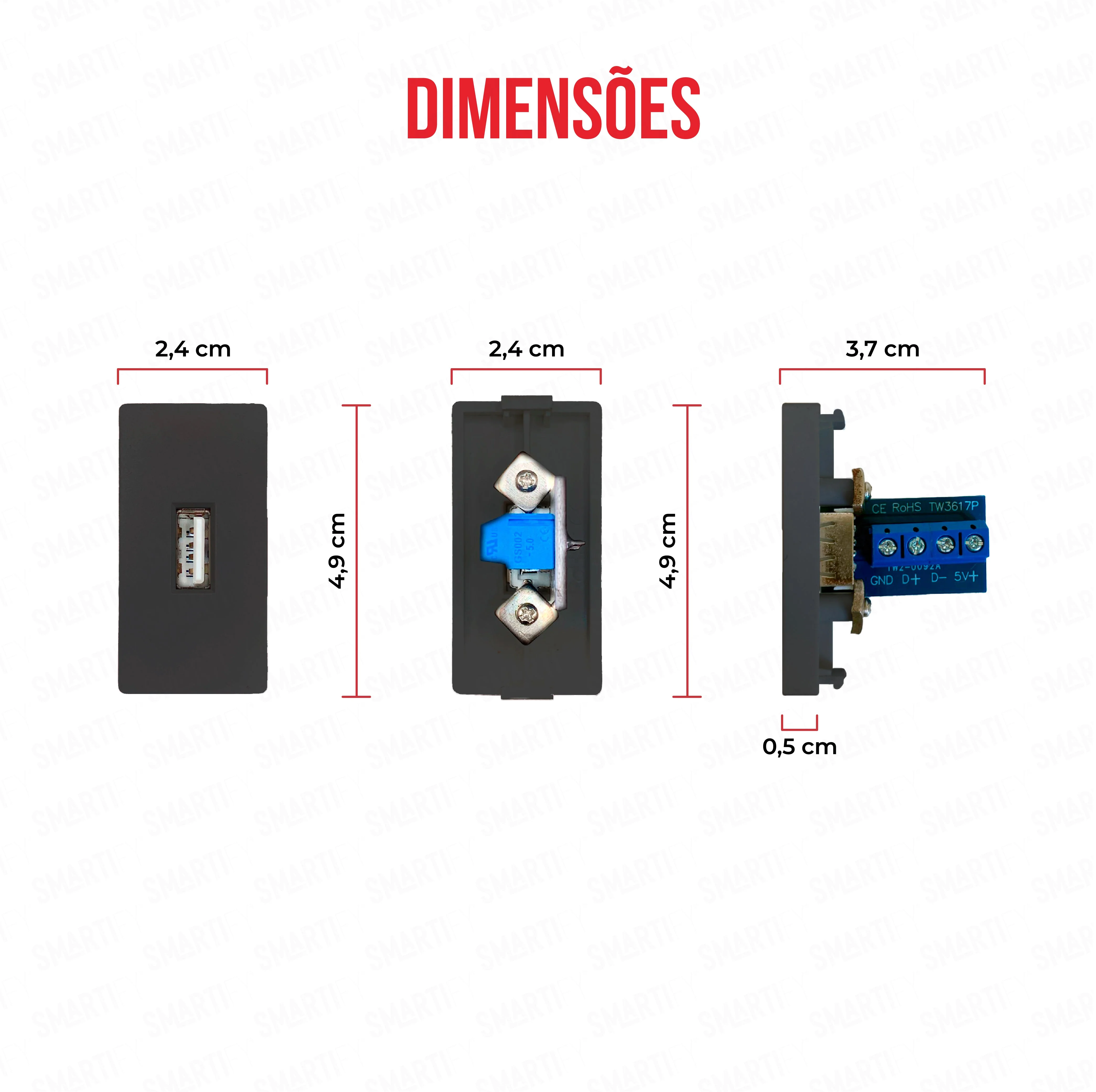 Smartify vPRO Meio Módulo USB-A c/ Transferência de Dados Preto - SYP0MUADATAPR - Image 3