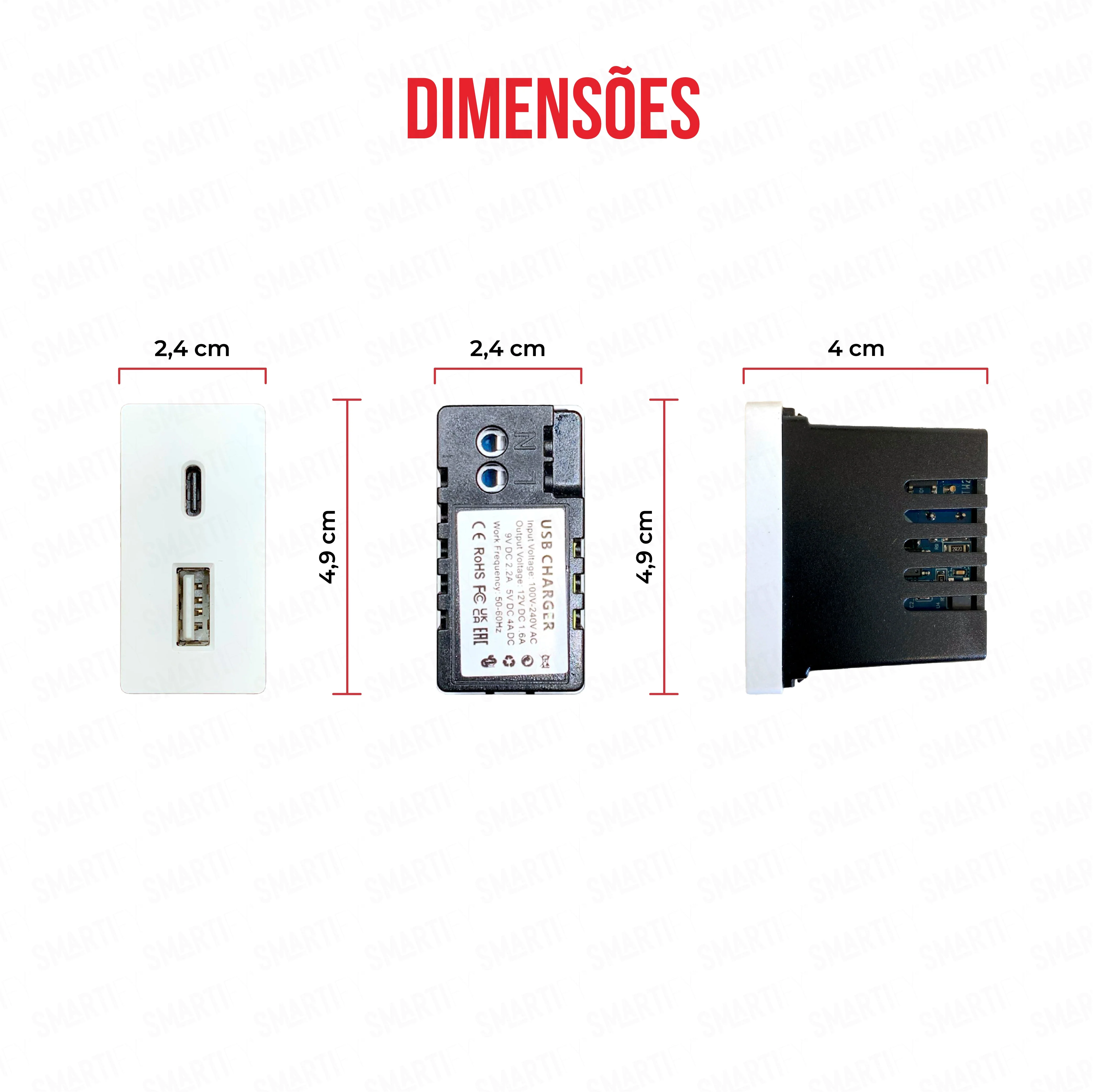 Smartify vPRO Meio Módulo USB-C + USB-A  20W Branco - SYP0MUCABR - Image 3