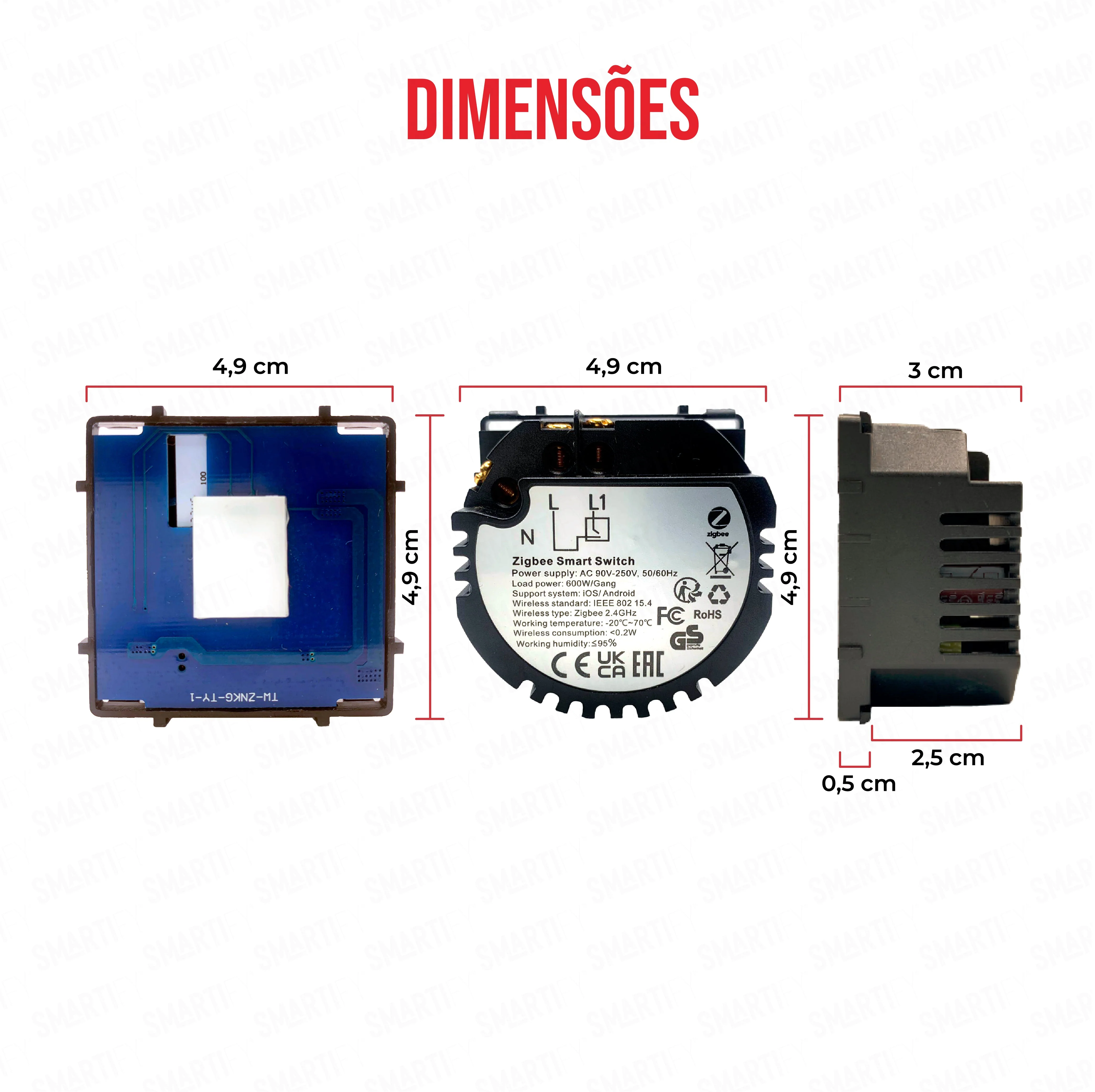Smartify vPRO Módulo de 1 Canal Inteligente Zigbee (com neutro)  - SYPM01ZBN - Image 3