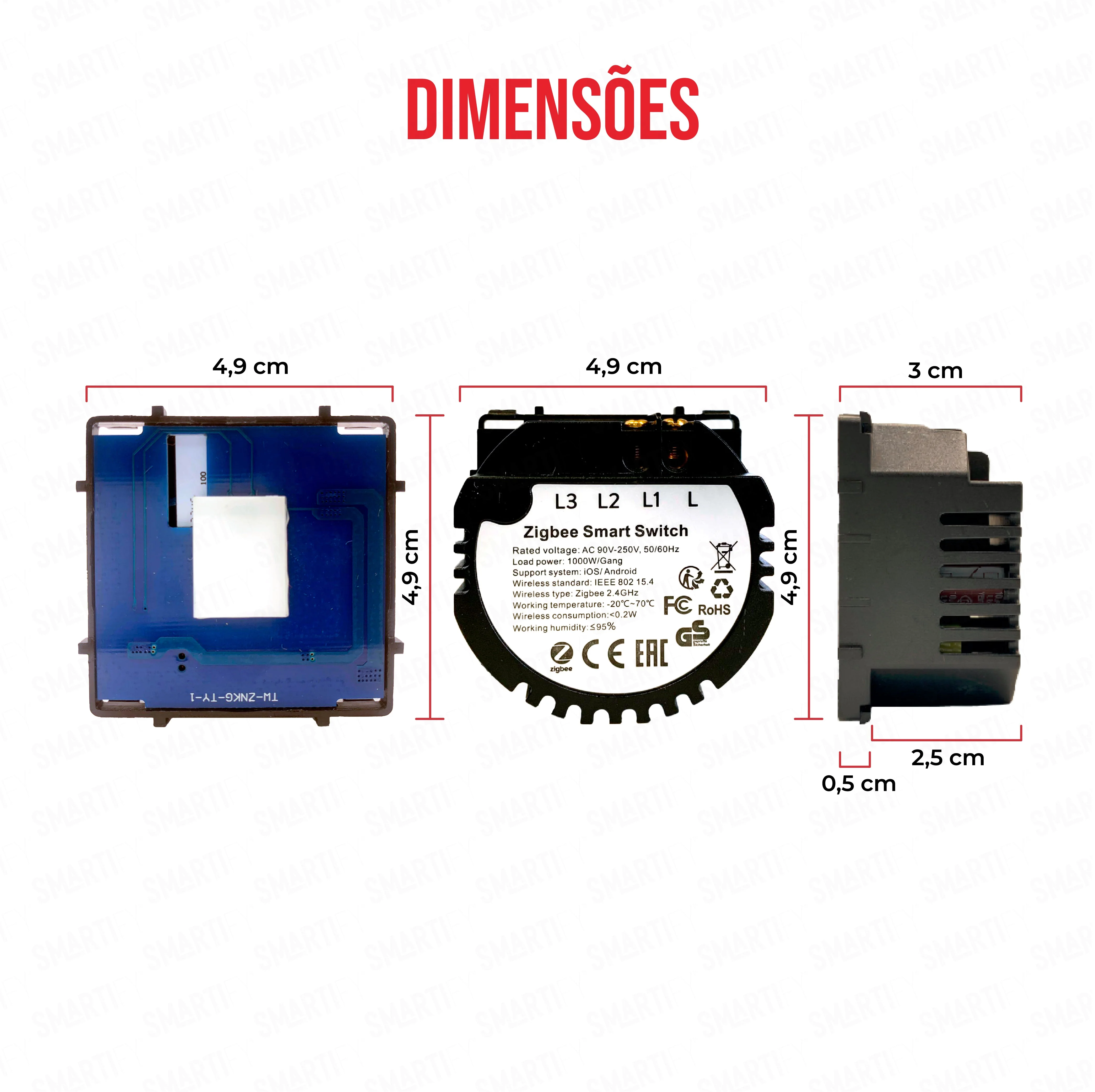Smartify vPRO Módulo de 1 canal Inteligente Zigbee (sem neutro) - SYPM01ZB - Image 3