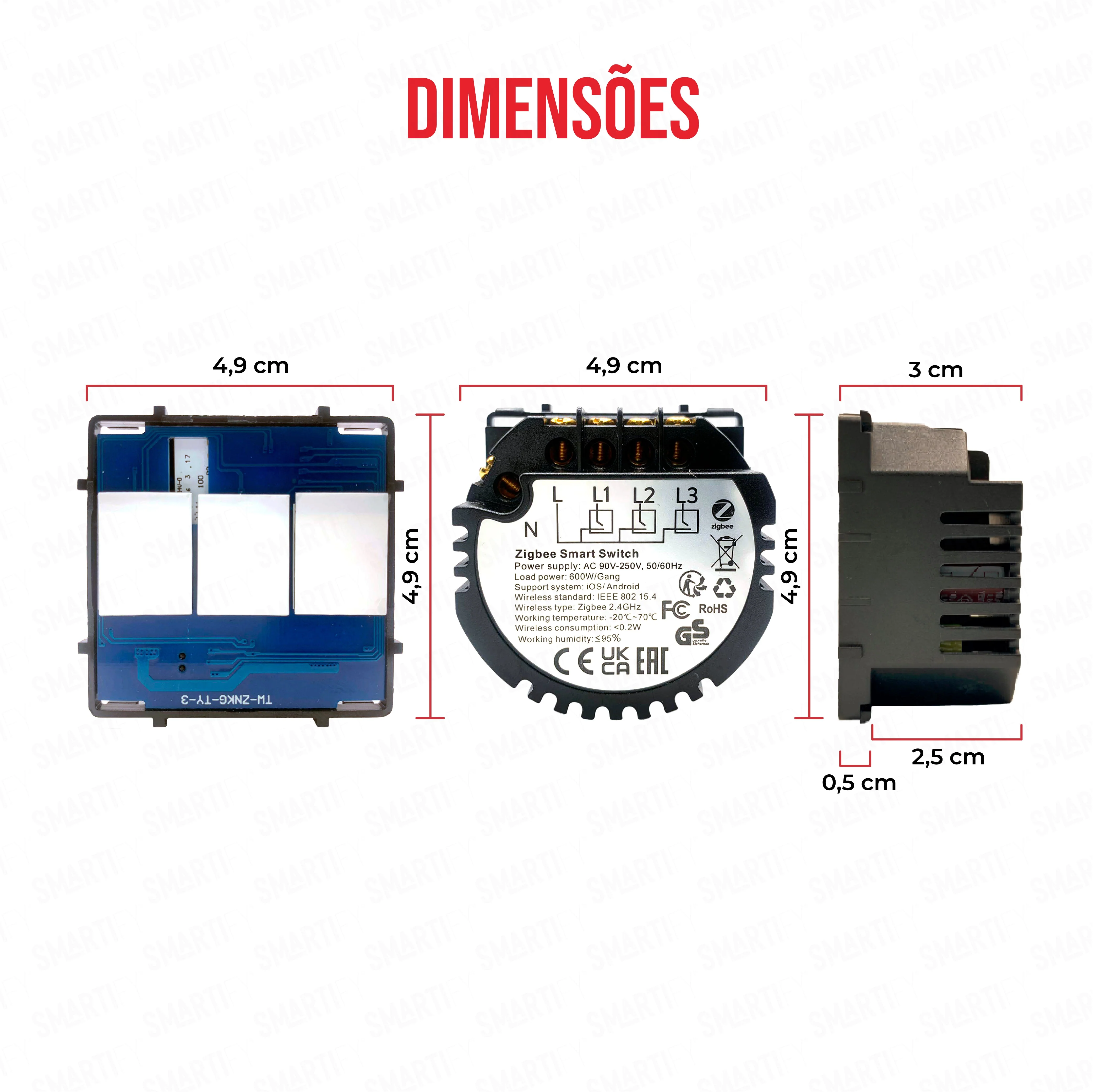 Smartify vPRO Módulo de 3 Canais Inteligente Zigbee (com neutro)  - SYPM03ZBN - Image 3