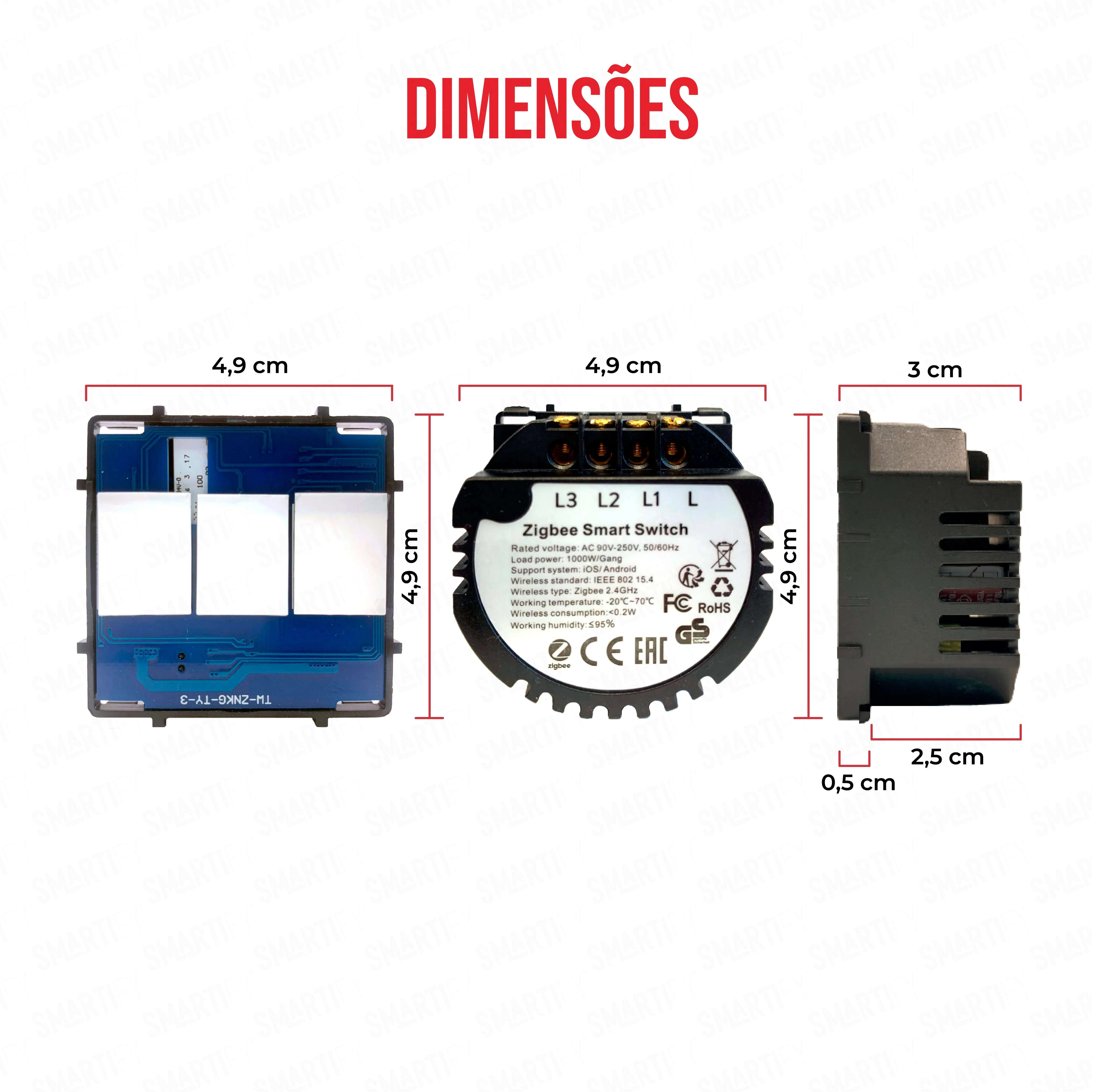 Smartify vPRO Módulo de 3 Canais Inteligente Zigbee (sem neutro) - SYPM03ZB - Image 3