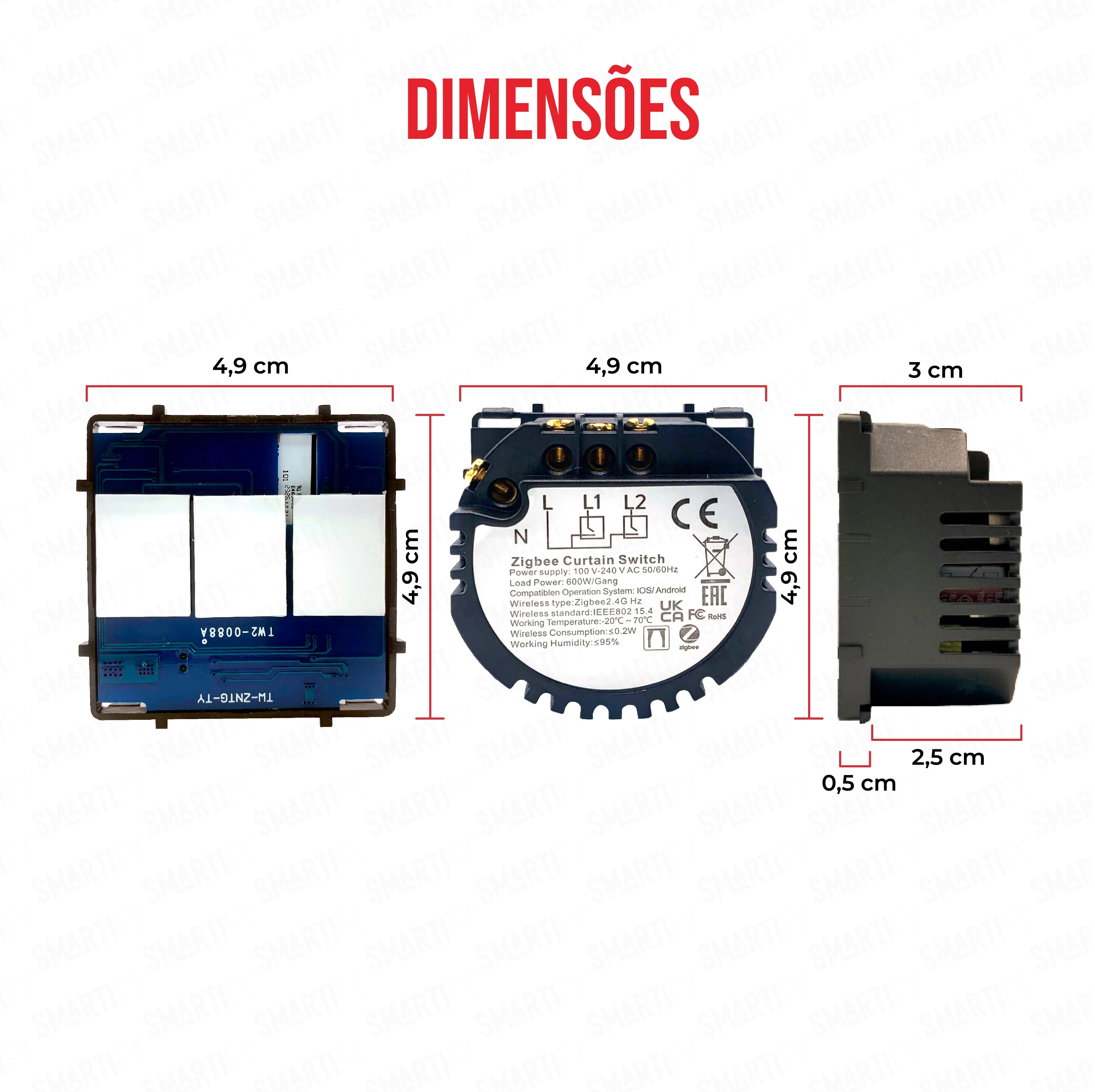 Smartify vPRO Módulo de Cortinas Inteligente Zigbee (com neutro) - SYPMCTZB - Image 3