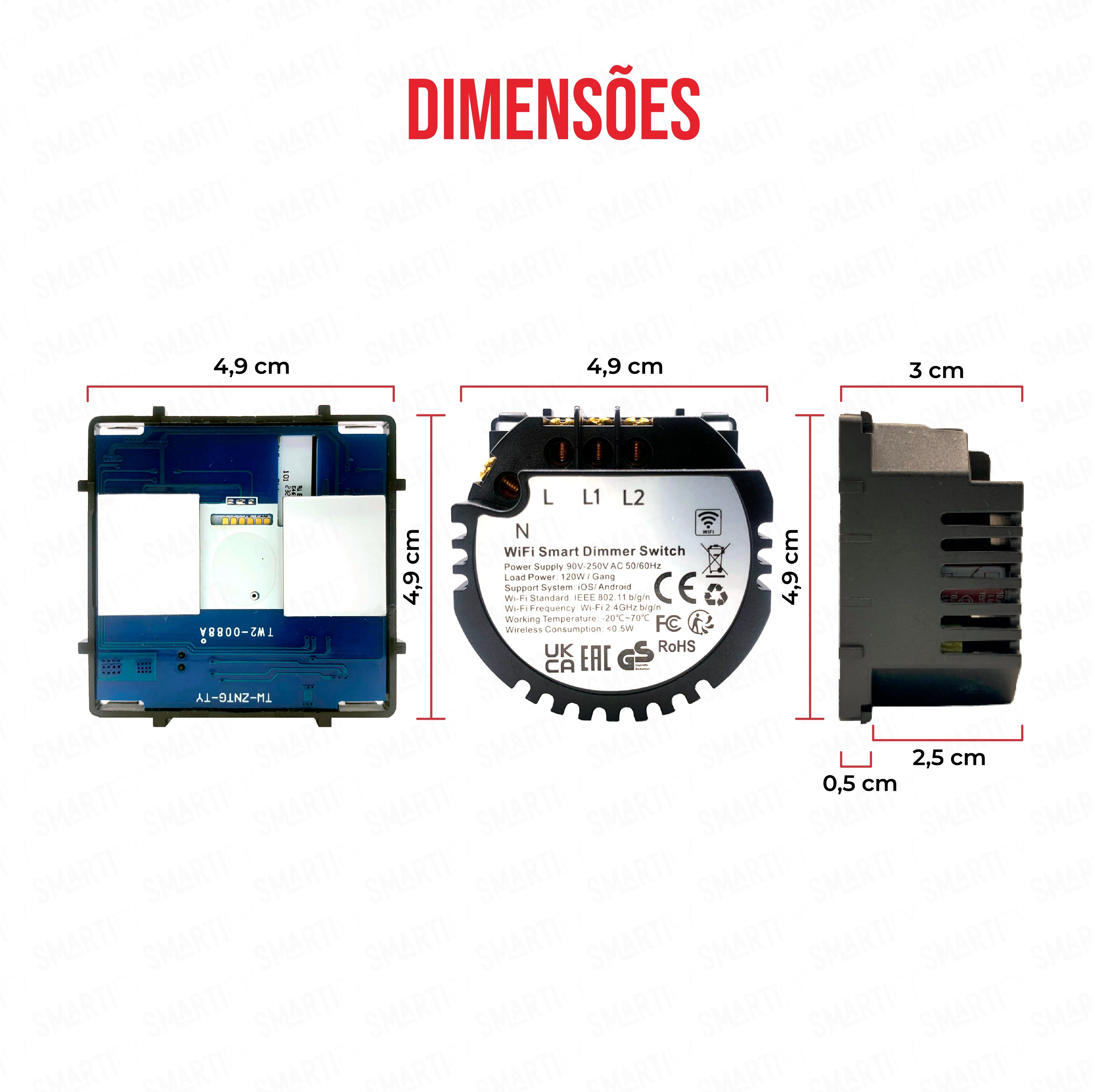 Smartify vPRO Módulo Dimmer de 2 canais Inteligente Wifi (com neutro) - SYPM2DWF - Image 3