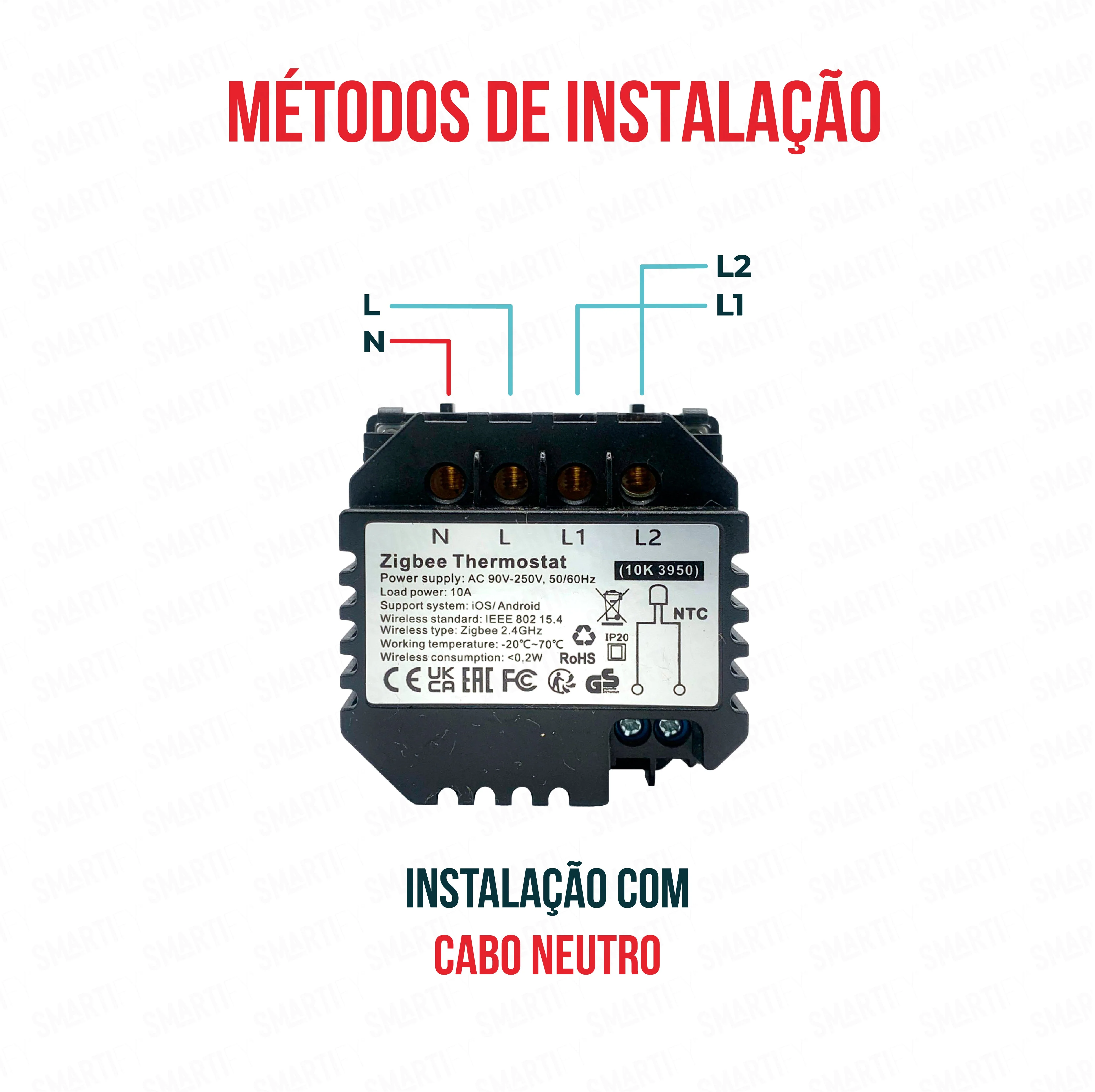 Smartify vPRO Módulo Termóstato piso Radiante c/ Circulação de Águas Inteligente Zigbee Dourado - SYPMTTAZBDR - Image 4