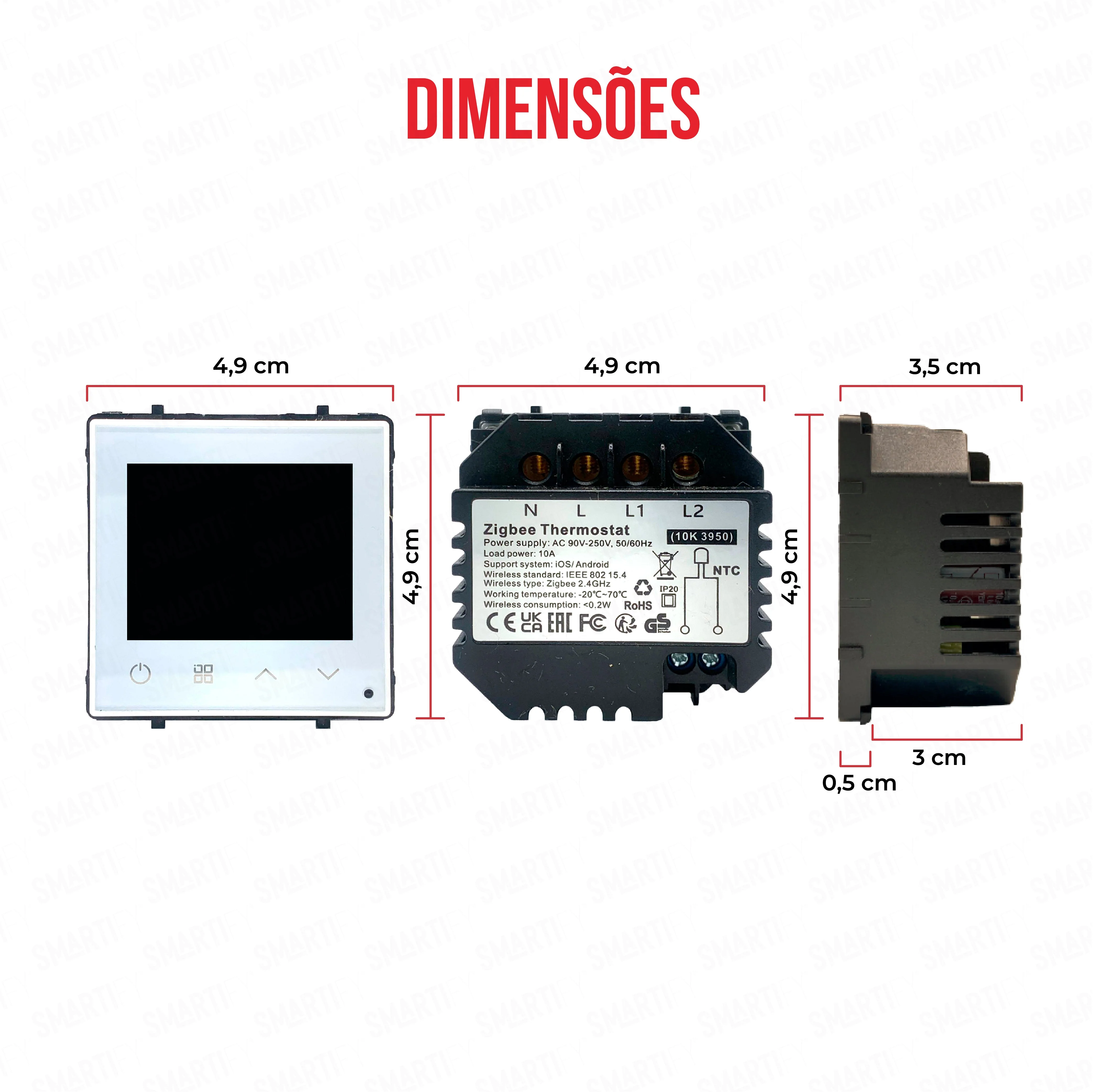 Smartify vPRO Módulo Termóstato piso Radiante c/ Circulação de Águas Inteligente Zigbee - Branco - Image 3