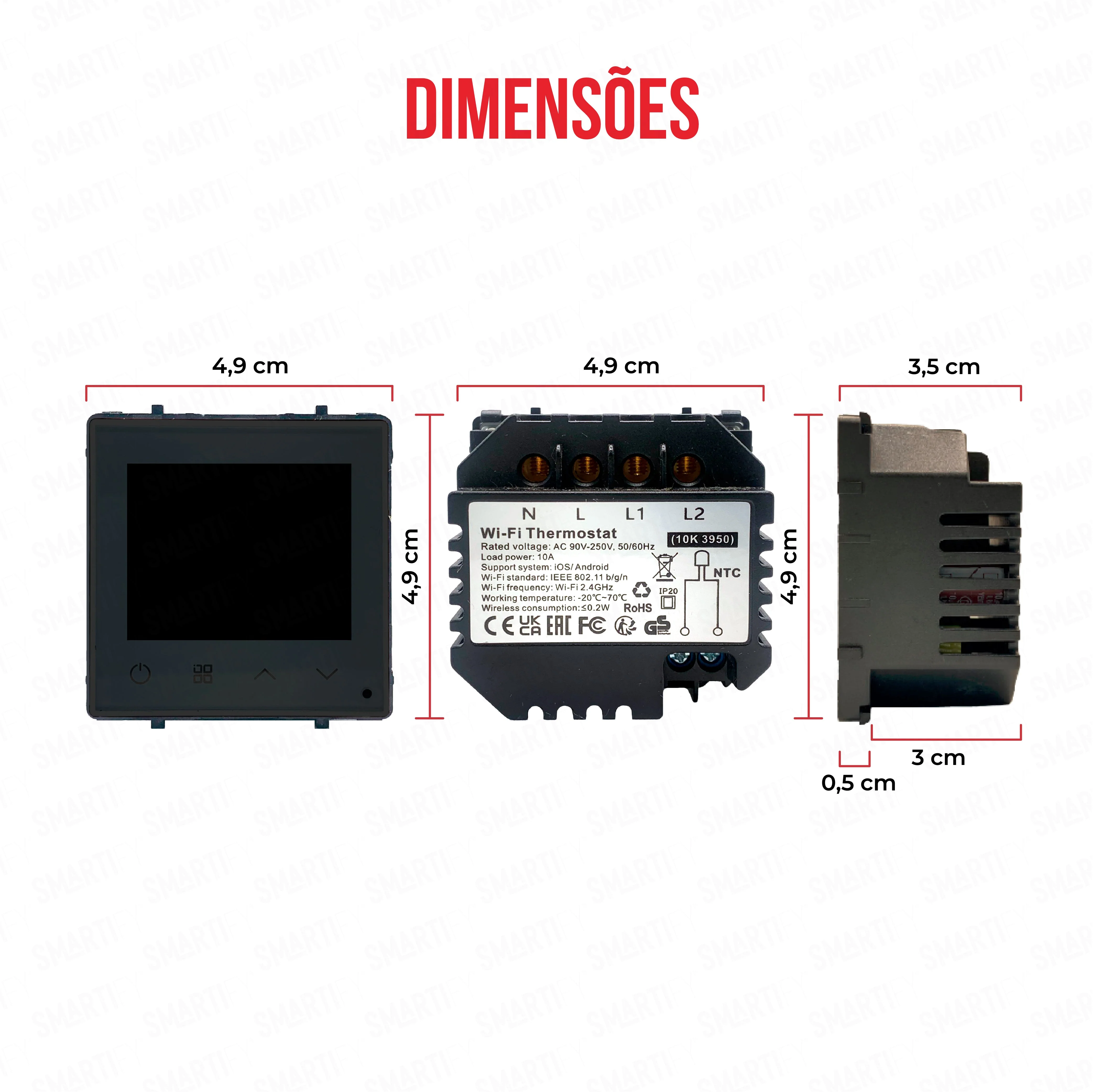 Smartify vPRO Módulo Termóstato piso Radiante Elétrico Inteligente Wifi Preto - SYPMTTEWFPR - Image 3