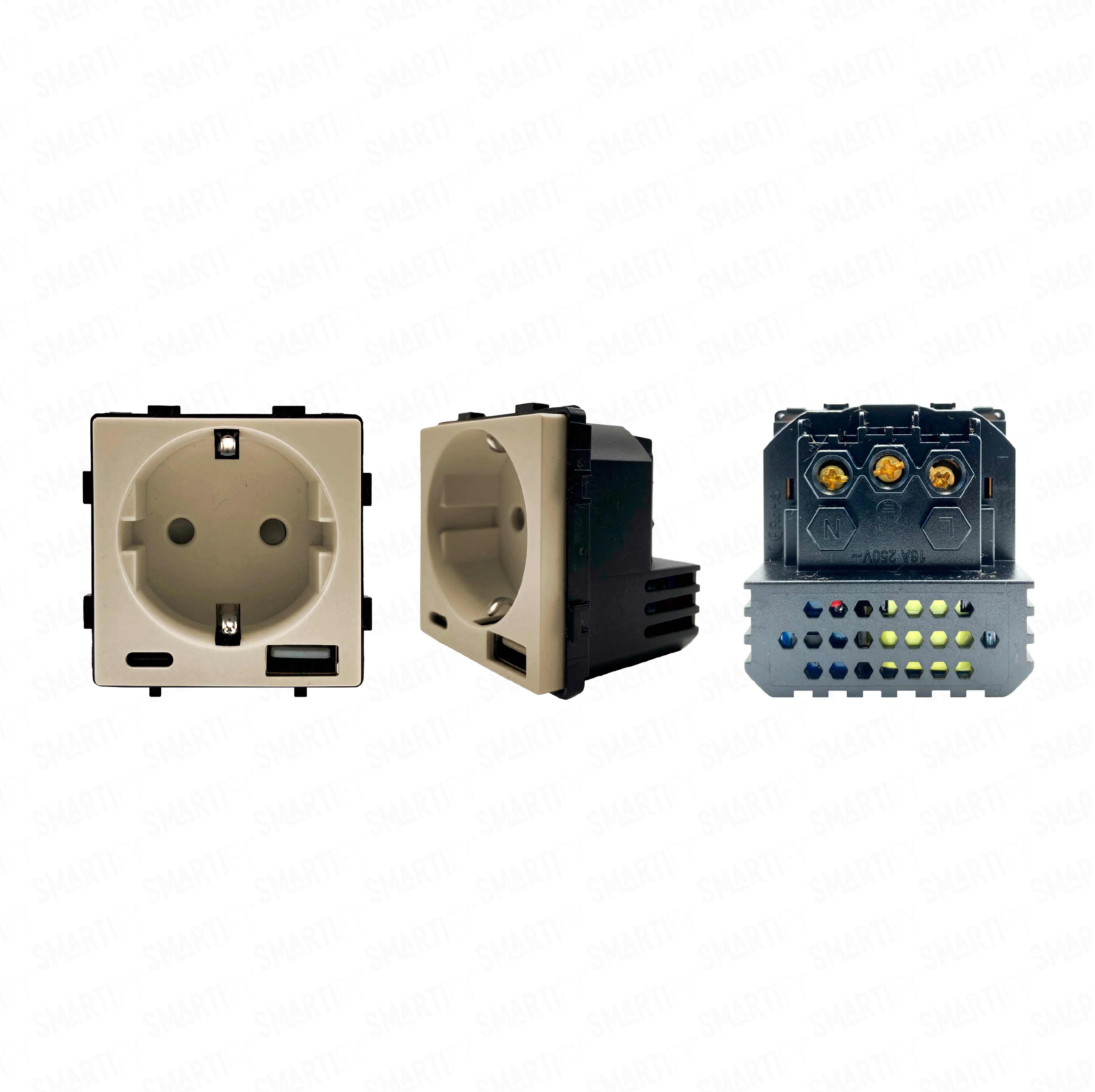 Smartify vPRO Módulo Tomada c/  USB-C e USB-A Dourado - SYPMTUENODR - Image 2