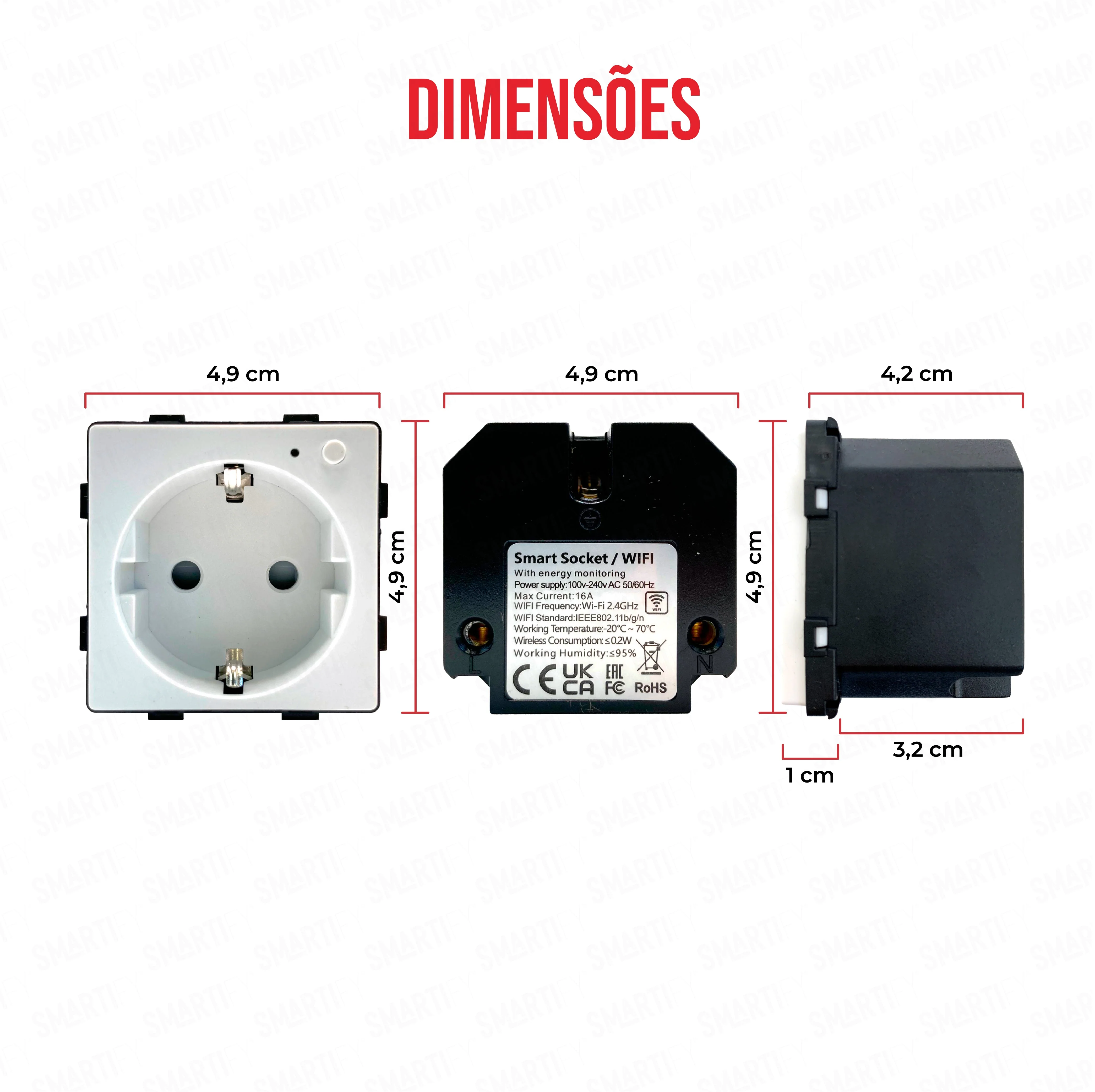 Smartify vPRO Módulo Tomada Inteligente Wifi c/ Medidor de Energia Branco - SYPMTEWFBR - Image 3