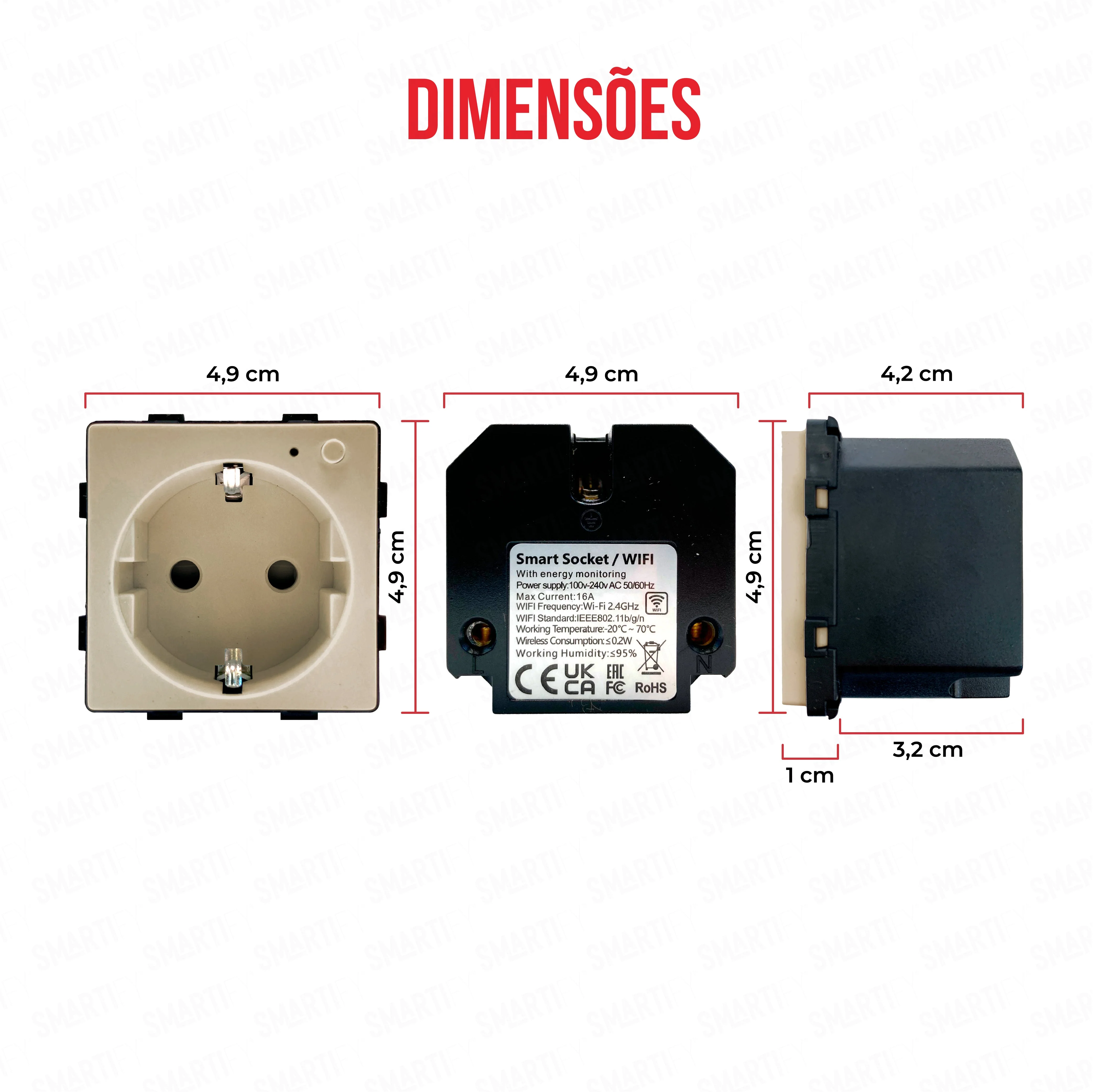 Smartify vPRO Módulo Tomada Inteligente Wifi c/ Medidor de Energia Dourado - SYPMTEWFDR - Image 3