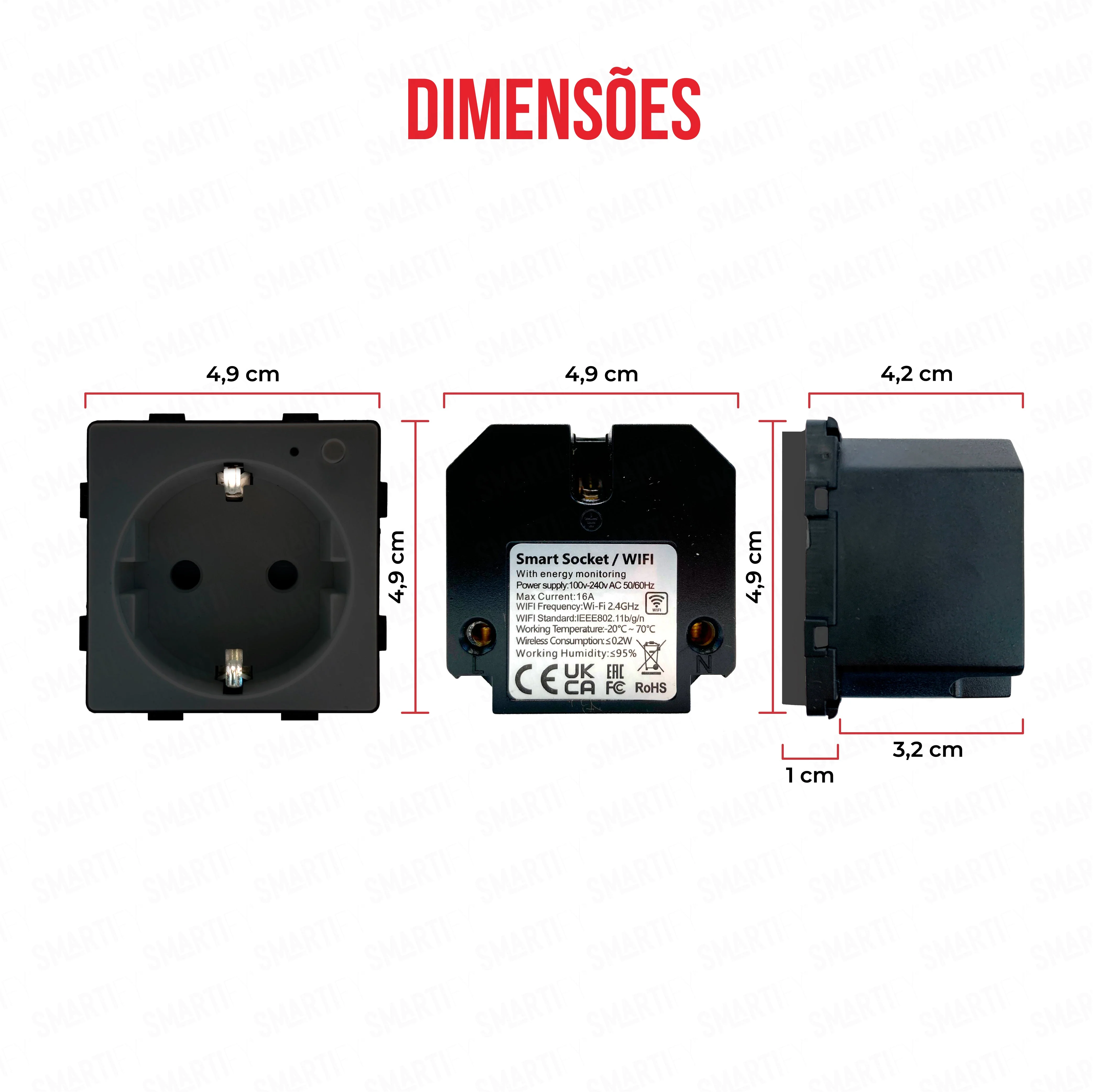 Smartify vPRO Módulo Tomada Inteligente Wifi c/ Medidor de Energia Preto - SYPMTEWFPR - Image 3