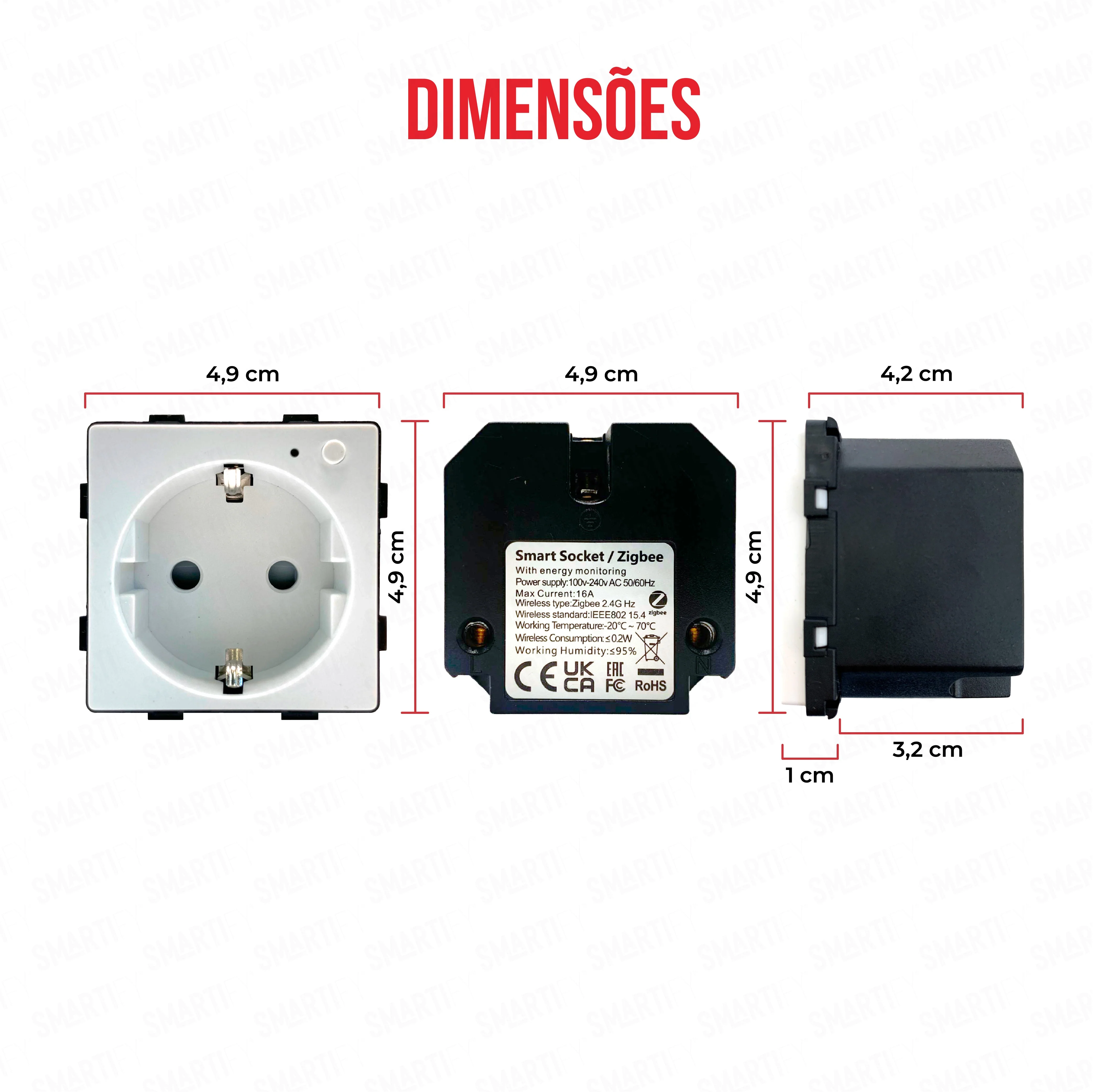 Smartify vPRO Módulo Tomada Inteligente Zigbee c/ Medidor de Energia - Branco - Image 3