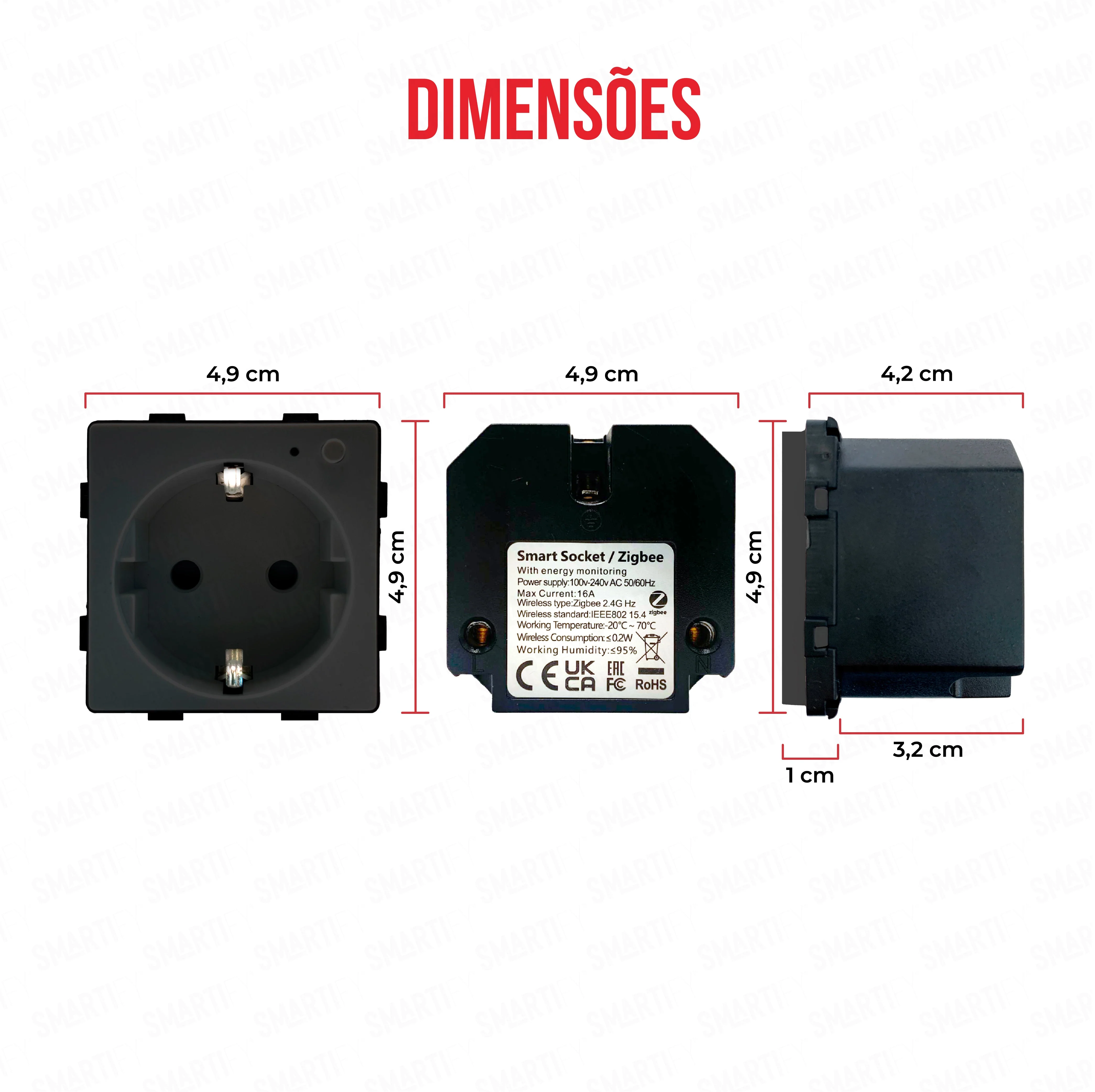 Smartify vPRO Módulo Tomada Inteligente Zigbee c/ Medidor de Energia Preto - SYPMTEZBPR - Image 3
