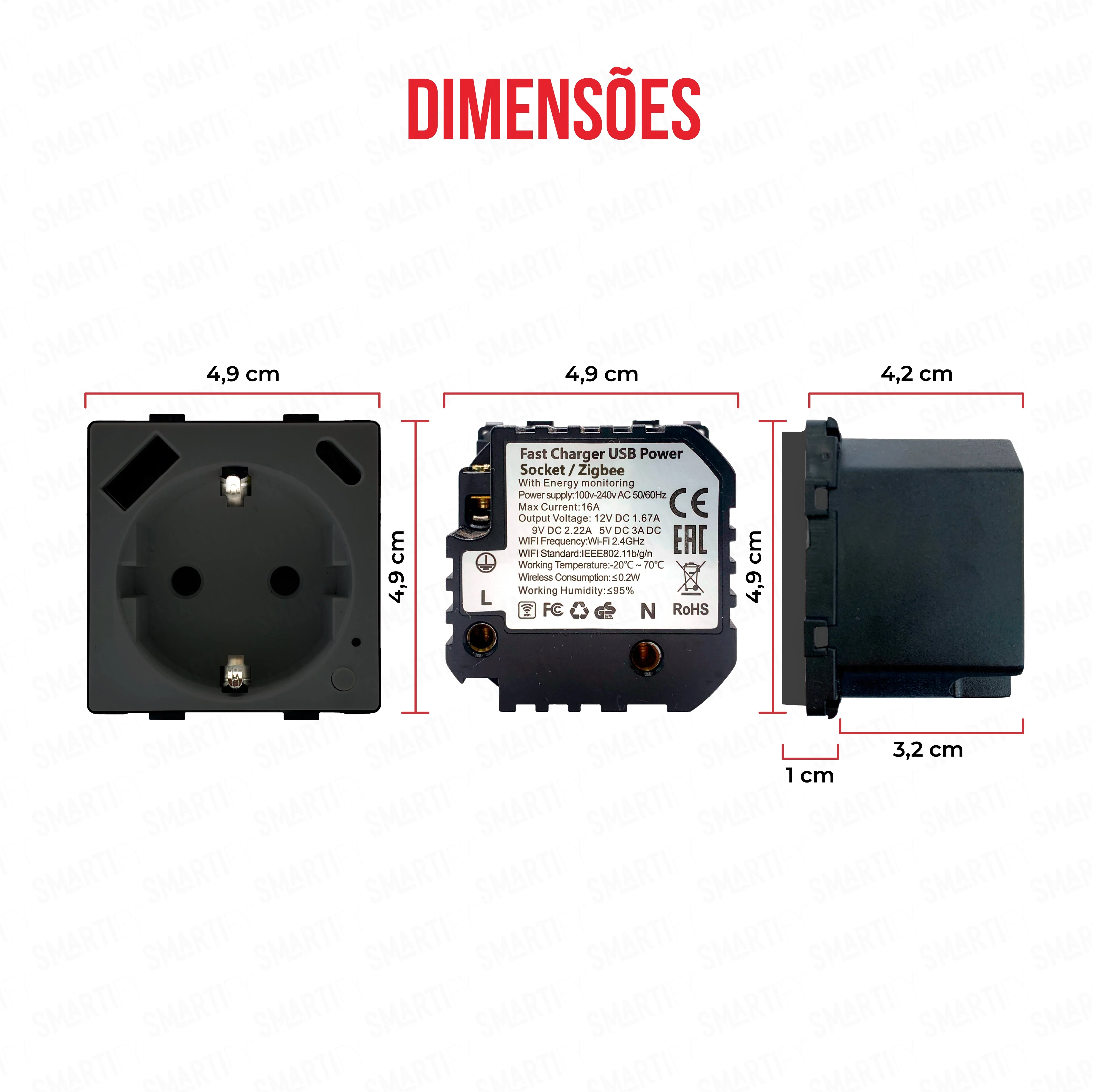 Smartify vPRO Módulo Tomada Inteligente Zigbee c/ USB-C + USB-A c/ Medidor de Energia Preto - SYPMTUEZBPR - Image 3