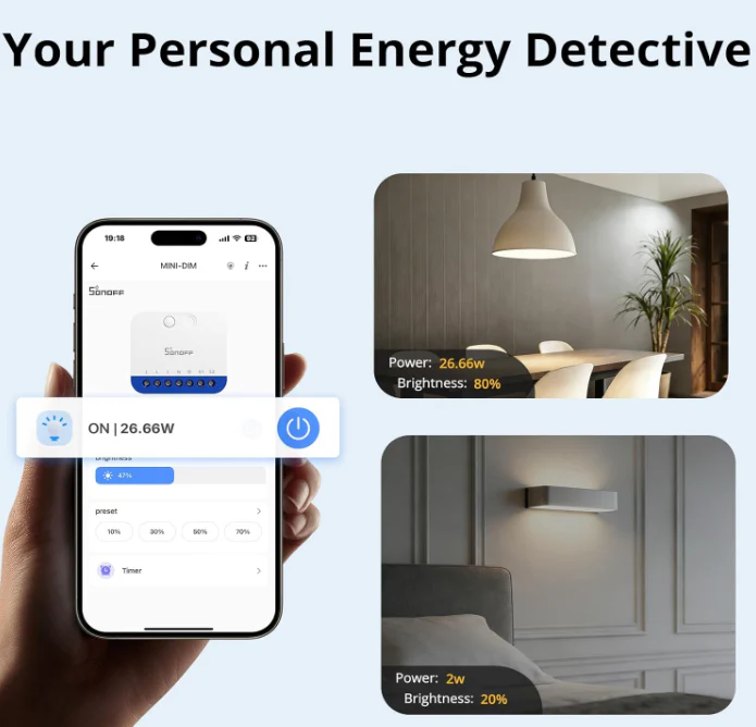 Sonoff Interruptor Dimmer Inteligente Matter WiFi - SONOFF MINI-DIM - Image 4