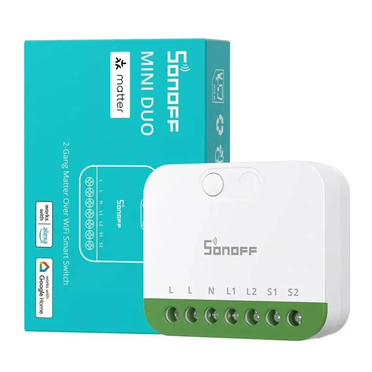 Sonoff Interruptor inteligente WiFi com Matter 2 canais- Sonoff MINI-2GS - Image 3