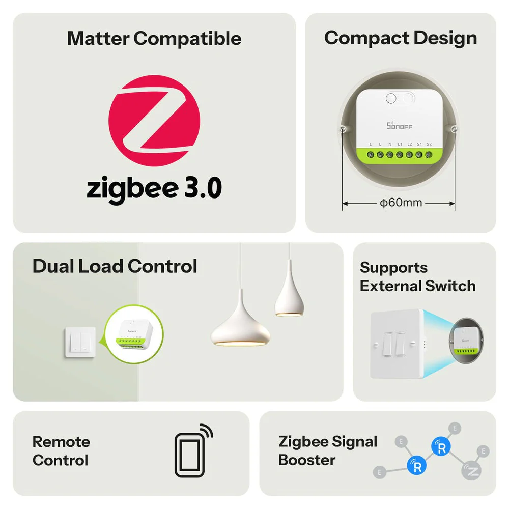 Sonoff Interruptor inteligente Zigbee 3.0 de 2 canais - Sonoff MINI-ZB2GS - Image 16