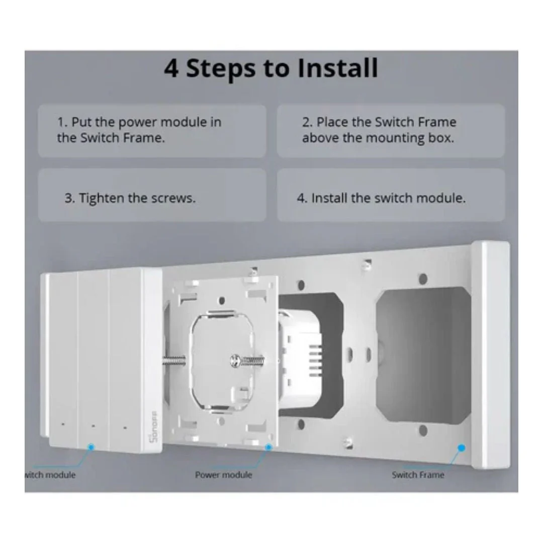 Sonoff M5 Frame - Moldura Dupla para Interruptores Sonoff M5 80mm em Branco - Image 2