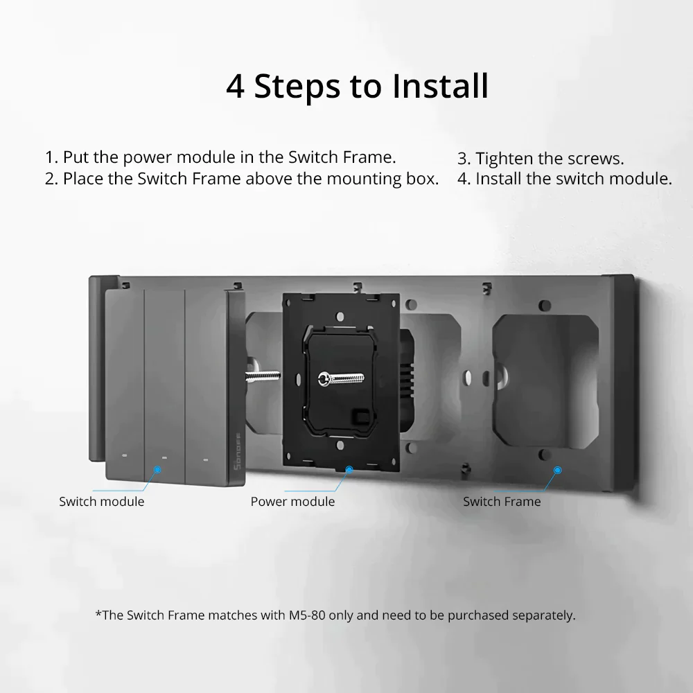 Sonoff M5 Frame - Moldura Quádrupla para Interruptores Sonoff M5 80mm - Image 2