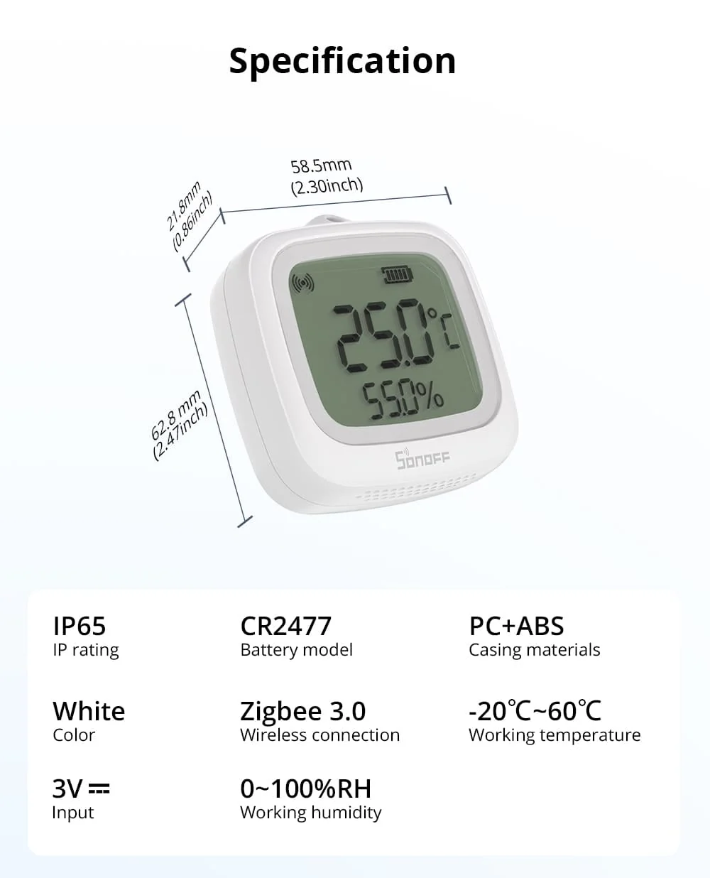 Sonoff Sensor Inteligente de Temperatura e Humidade Zigbee - Sonoff SNZB-02WD - Image 6