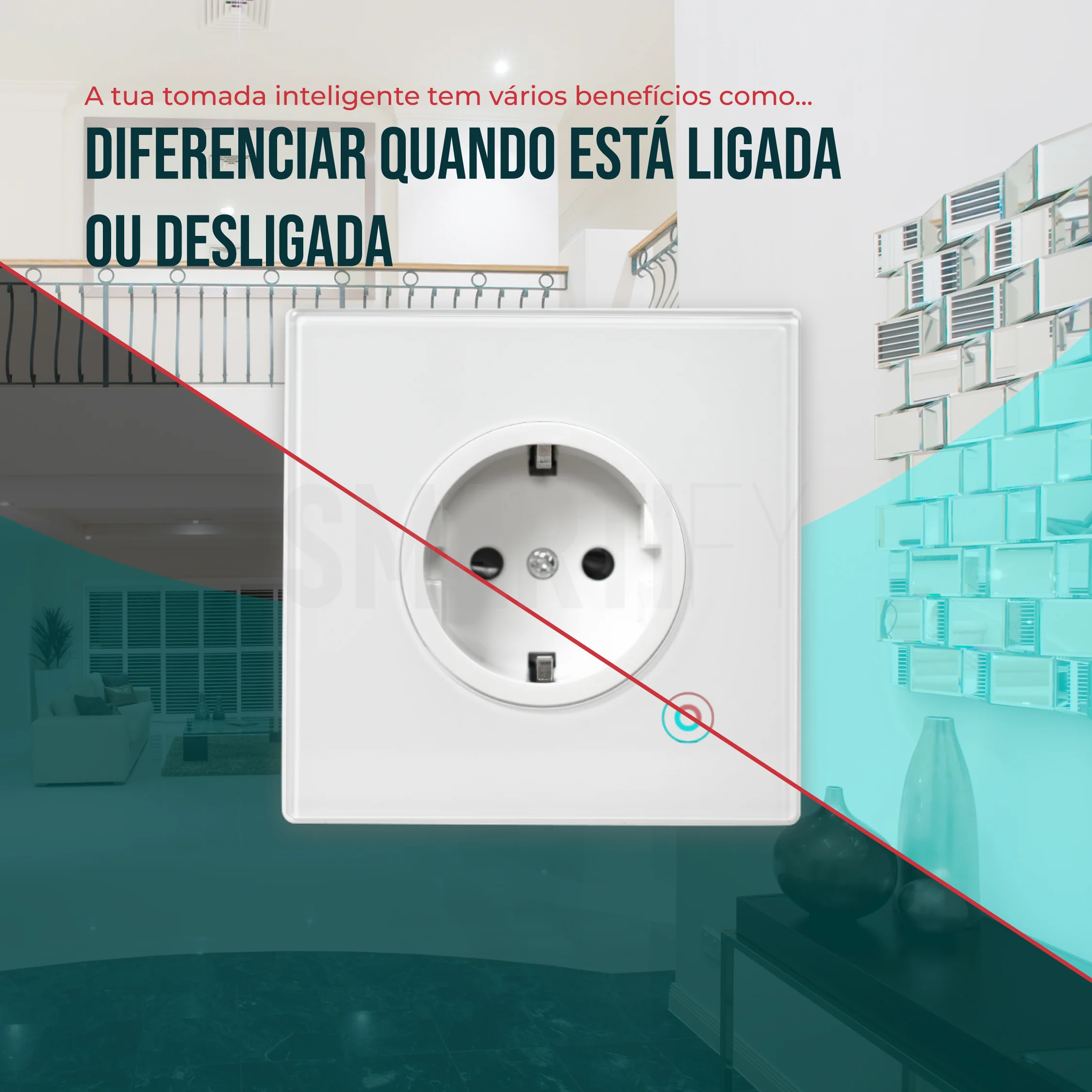 Tomada Inteligente Embutida 16A 3500W WiFi Smartify - Branco - Image 10
