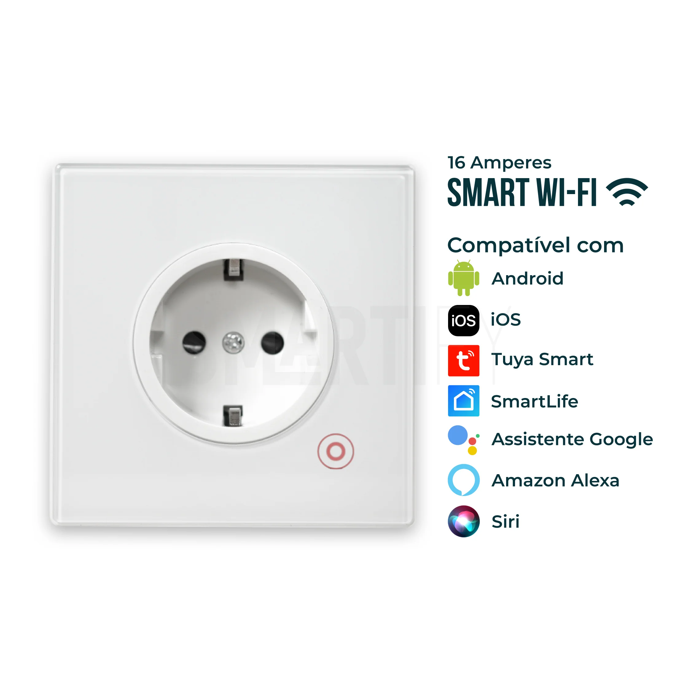Tomada Inteligente Embutida 16A 3500W WiFi Smartify - Branco - Image 5