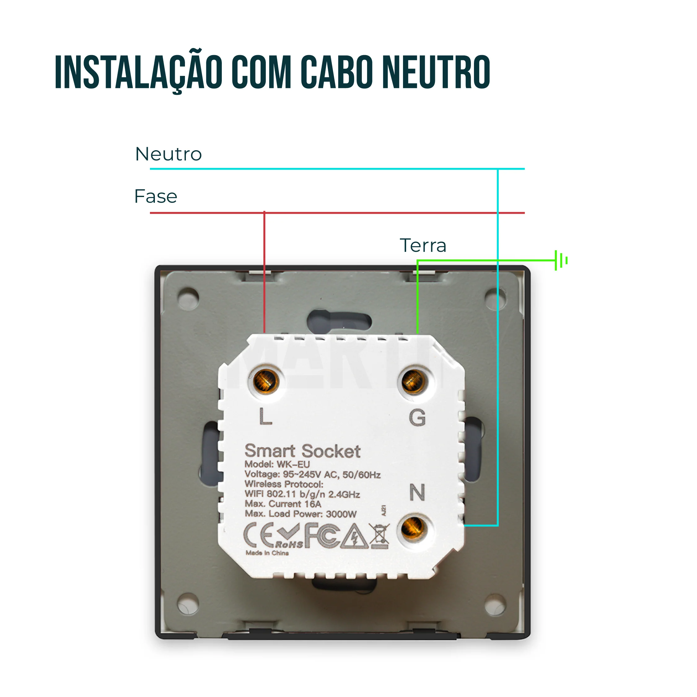 Tomada Inteligente Embutida 16A 3500W WiFi Smartify - Preto - Image 3