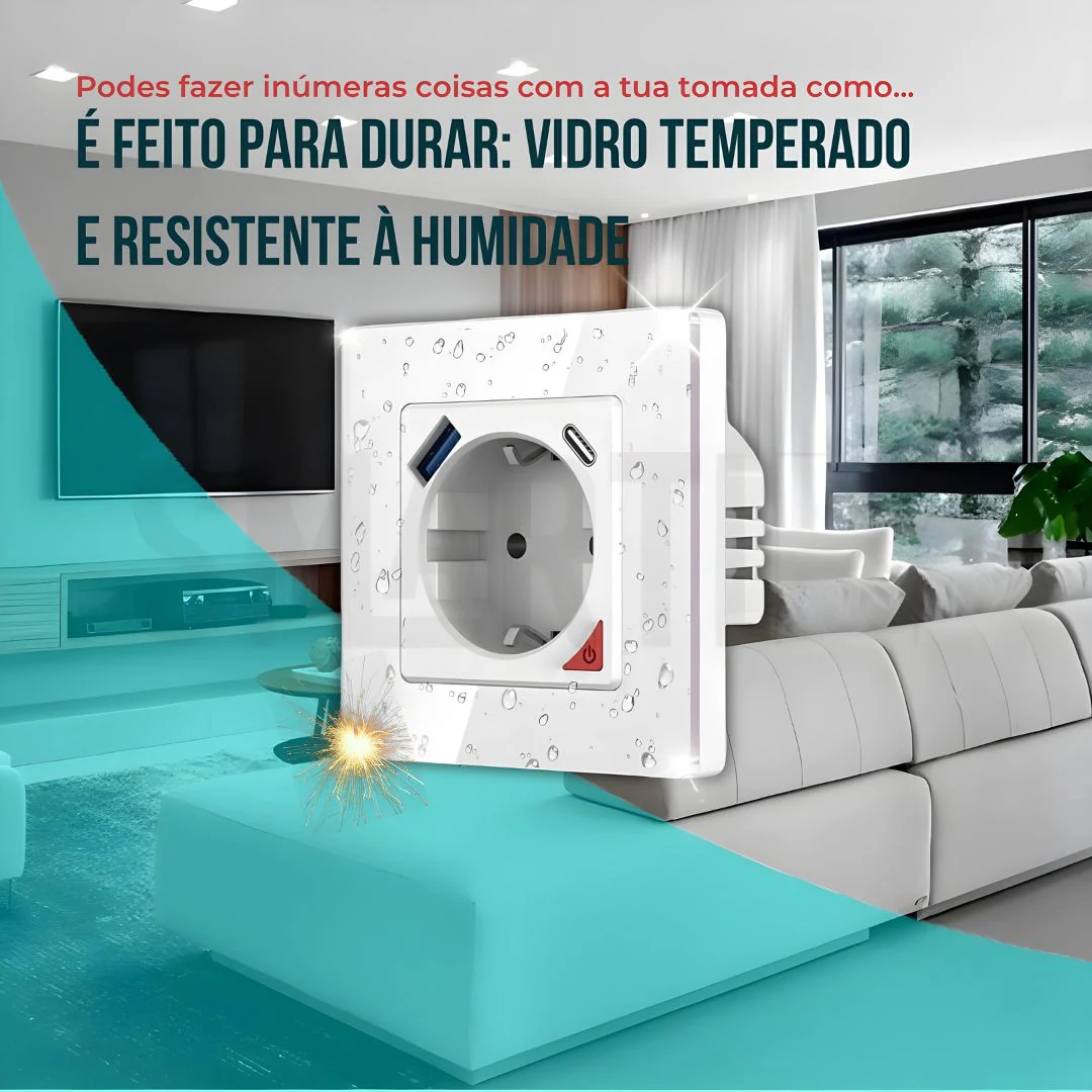 Tomada Inteligente Embutida 16A 3500W WiFi + USB-C e USB-A Smartify - Branco - Image 12