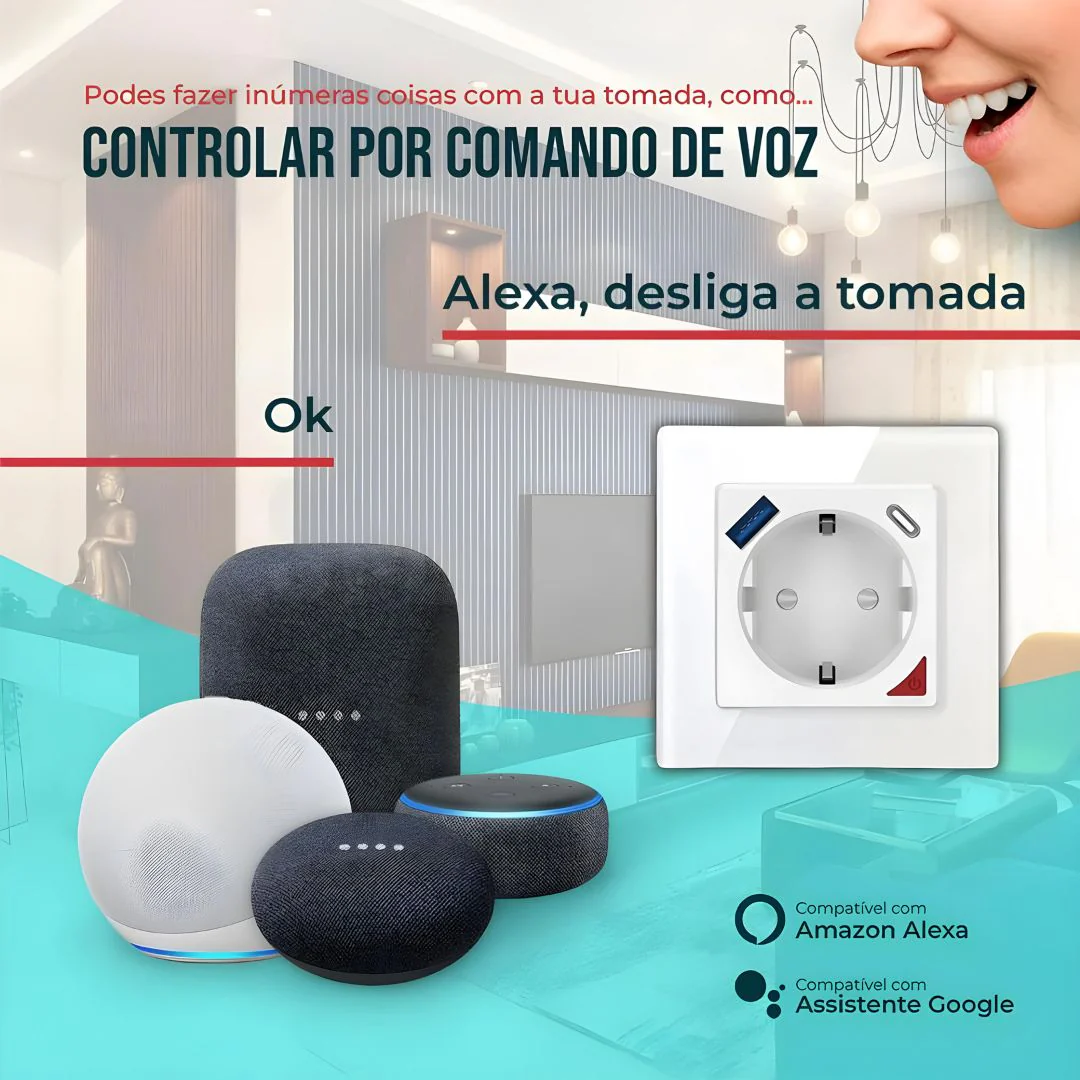 Tomada Inteligente Embutida 16A 3500W WiFi + USB-C e USB-A Smartify - Branco - Image 6