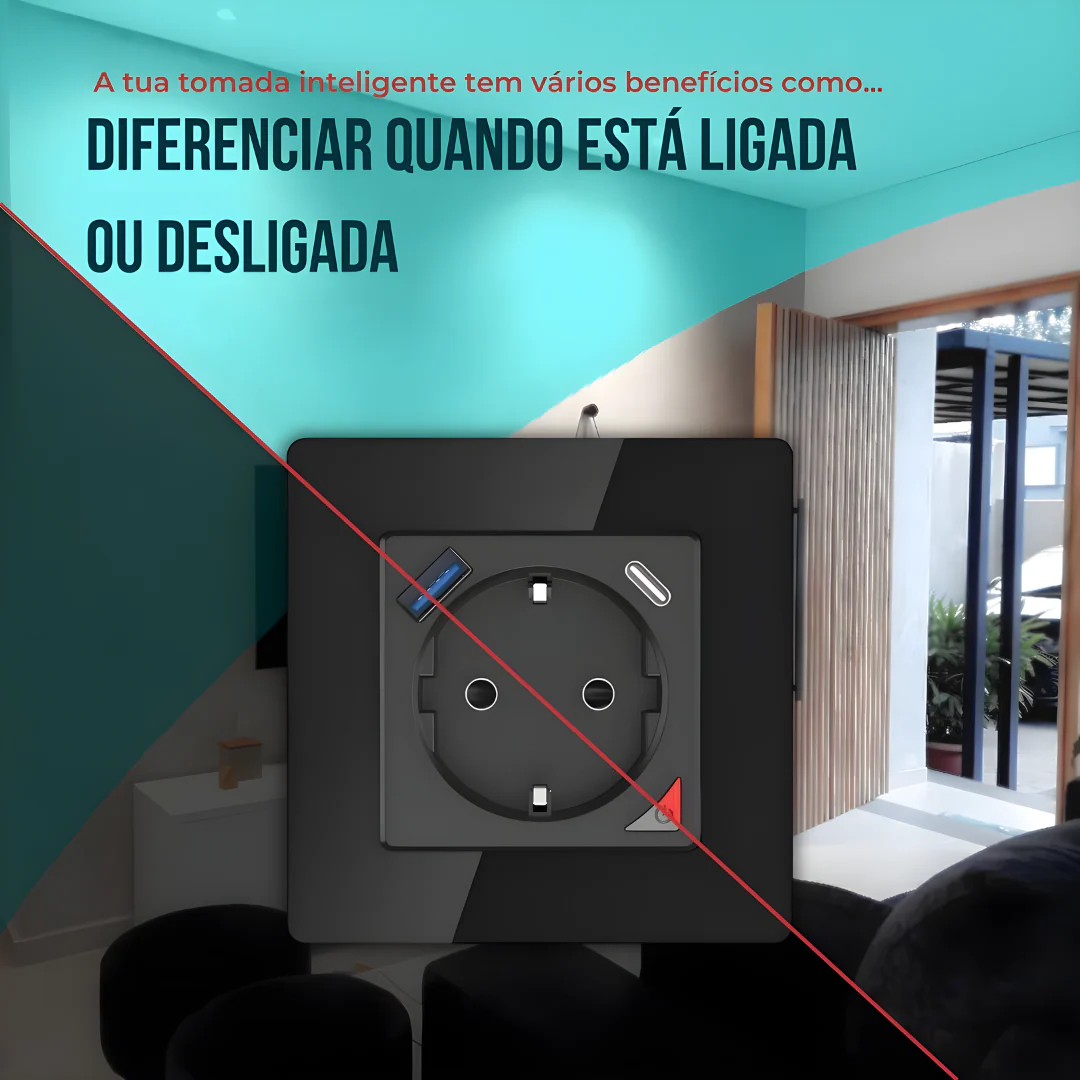 Tomada Inteligente Embutida 16A 3500W WiFi + USB-C e USB-A Smartify - Preto - Image 10