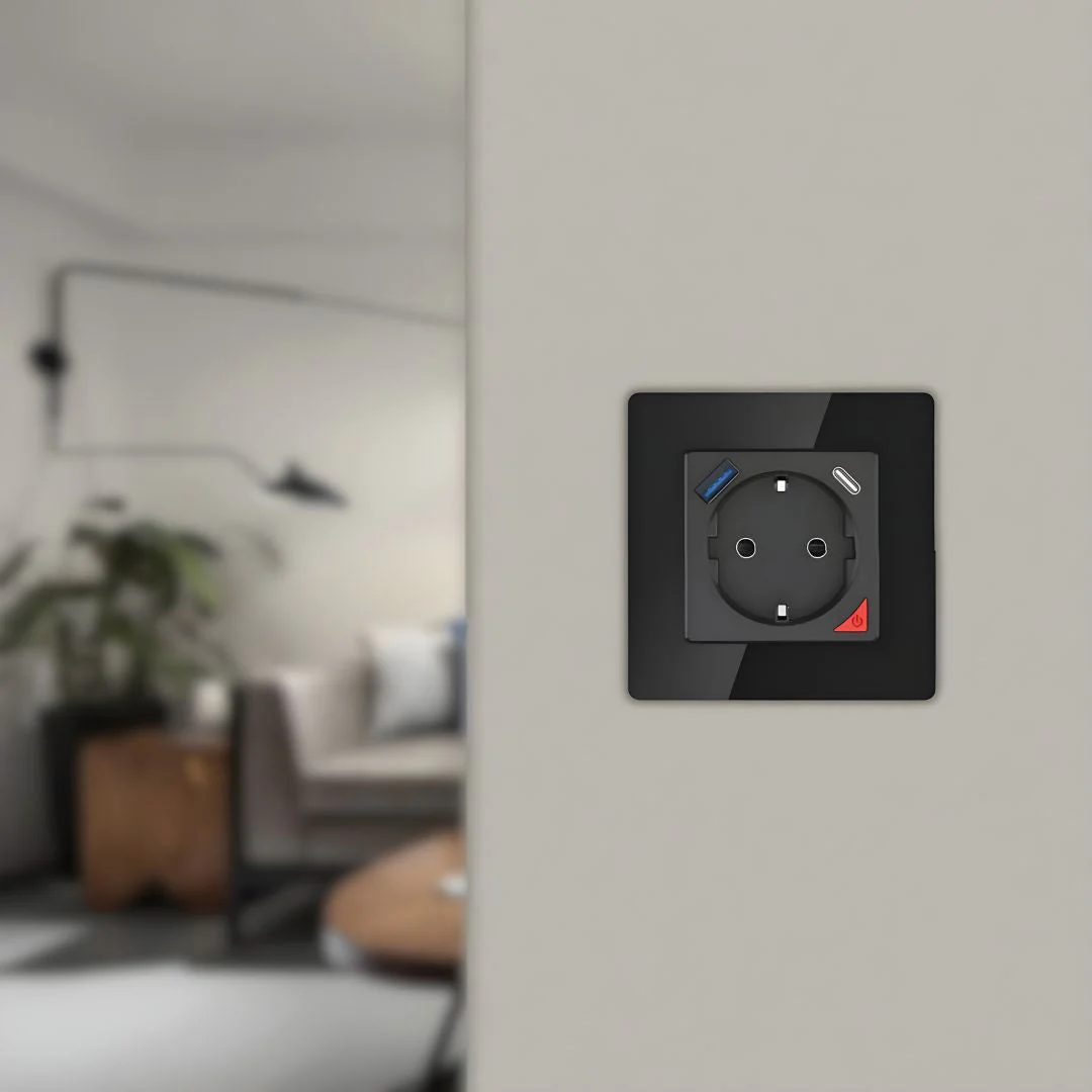 Tomada Inteligente Embutida 16A 3500W WiFi + USB-C e USB-A Smartify - Preto - Image 2