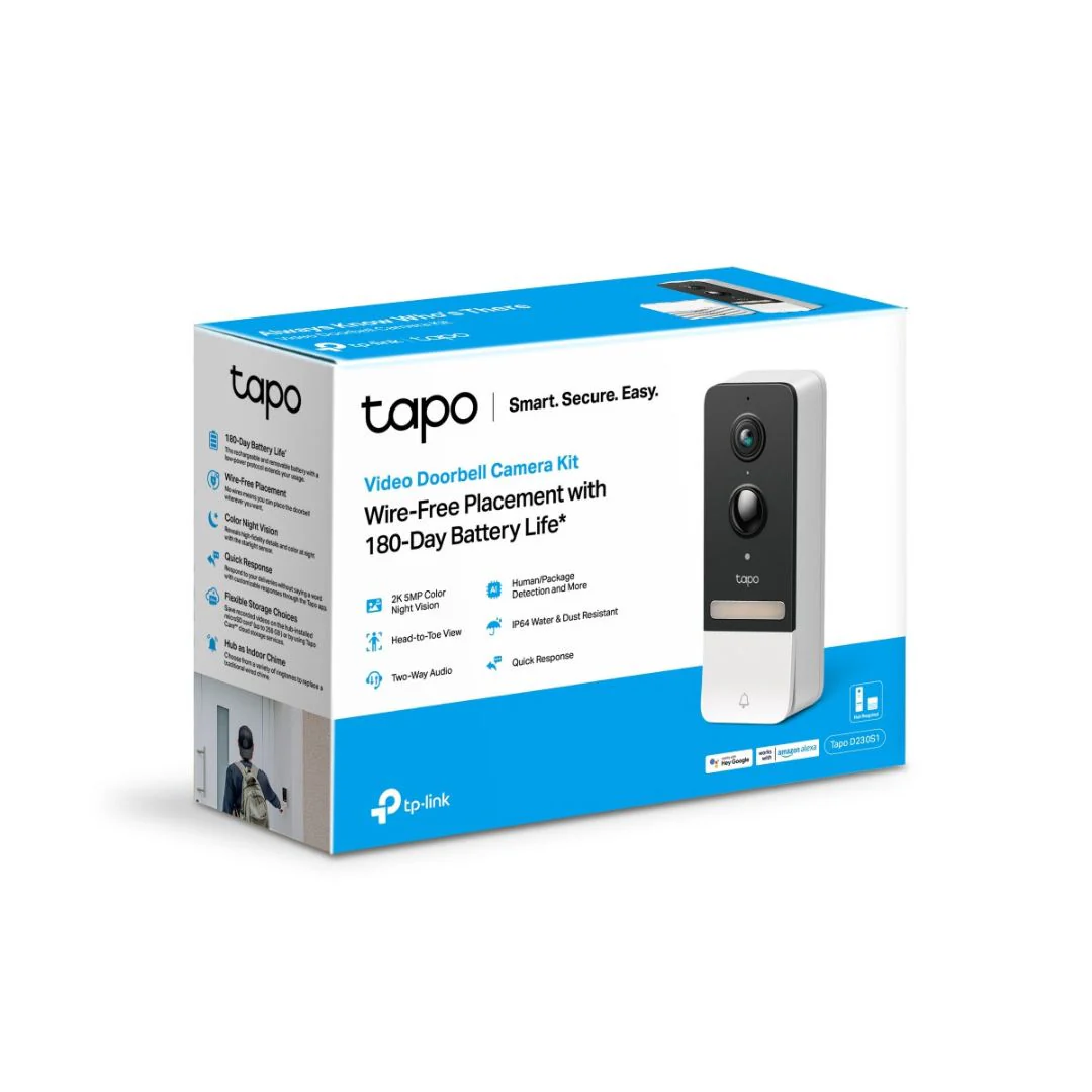 TP-Link TAPO D230S1 Kit Vídeo Porteiro Inteligente WiFi 2K 5MP a Bateria com Campainha - Image 3