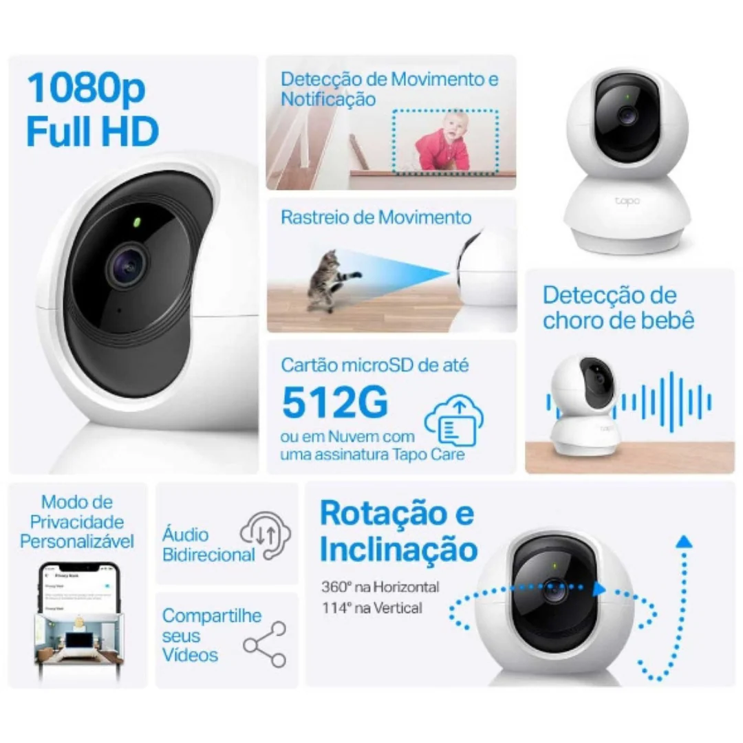 TP-Link TAPO TC70 Câmara inteligente IP (WiFi) Motorizada Pan/Tilt 1080p - Image 6