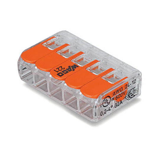 Wago Ligador de 5 braçadeiras para fios unifilares e multifilares 4mm